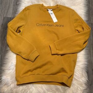 New Calvin Klein Jeans Men's Harvest Gold Crewneck Sweatshirt